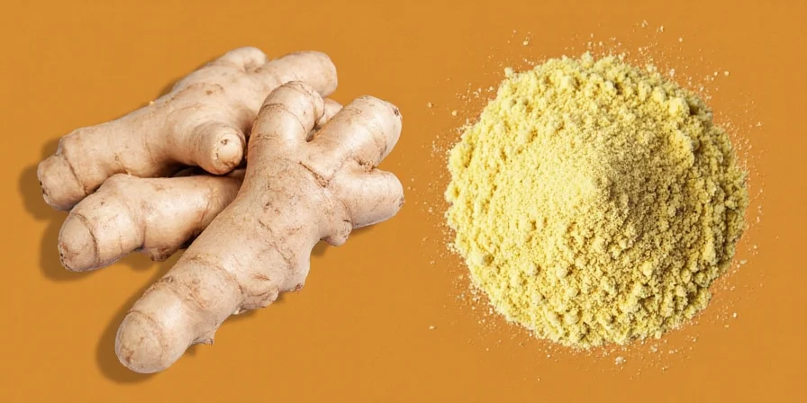 Comparison chart between fresh and ground ginger