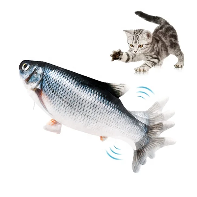 

Rechargeable Fabric Fish Simulation Toy Plush Washable Moving Smart Interactive Catnip Cat Toy Fish Electric