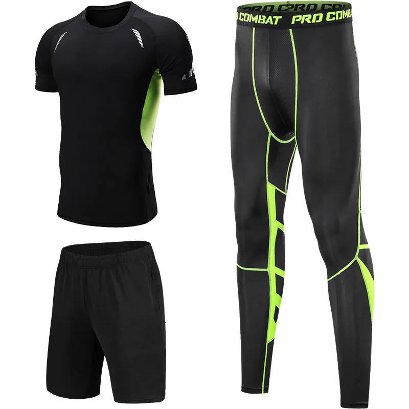 

3 piece gym wear men Quick Dry Athletic Sport Sportswear Workout Fitness Clothing Wear Gym Set