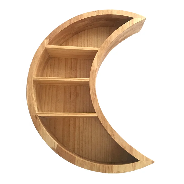 
factory direct sale solid wood hanging moon wall mounted shelf display home decor 
