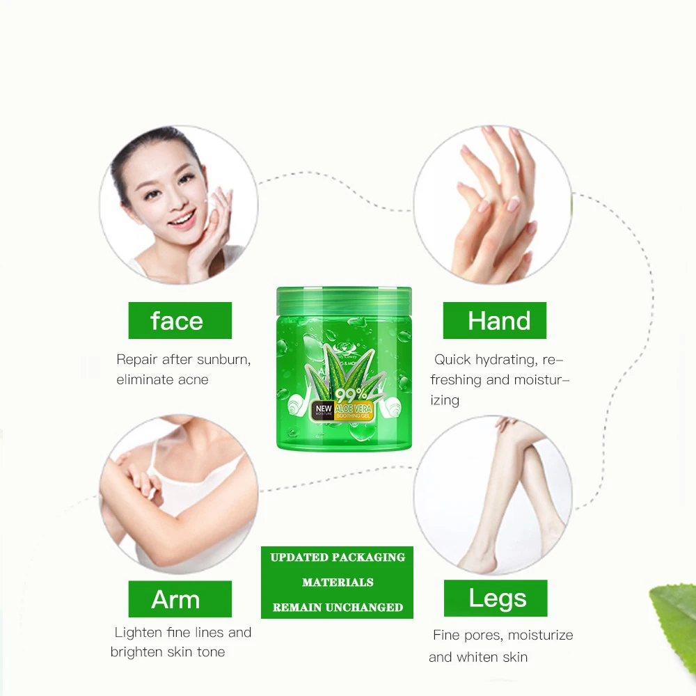 

High Quality And Low Price Skin Care Hydrating 100% Pure Natural Skin Lightening Soothing Aloe Vera Gel