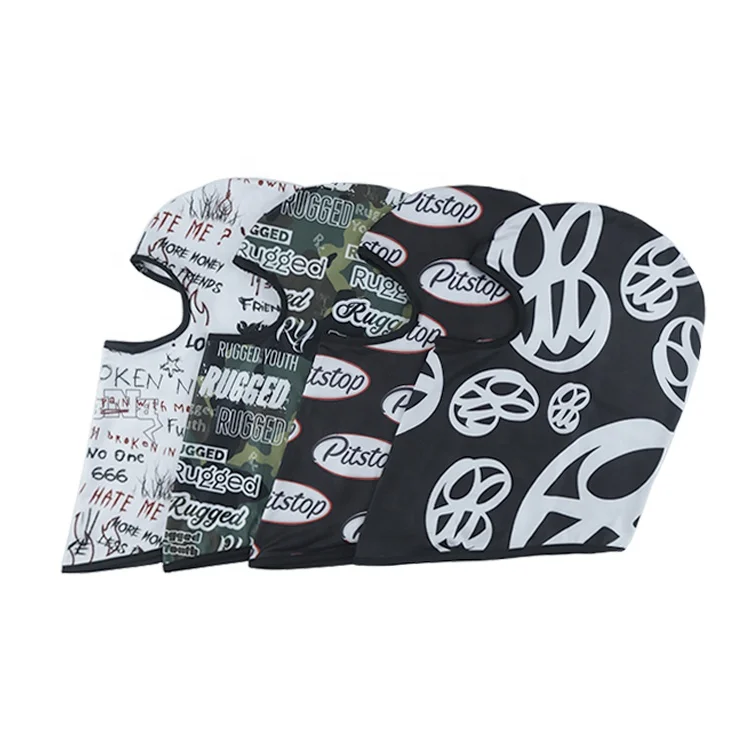 Fashion Ski Mask Full Face Black Custom Designed Silk Milk Balaclava White Cap