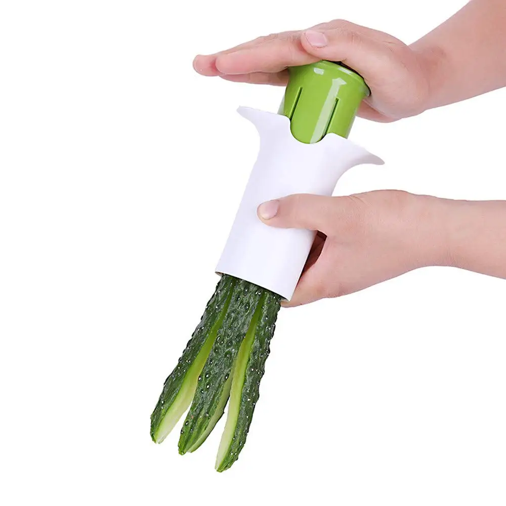 

Vegetable Fruit Spiral Slicer Carrot Cucumber Grater Spiral Blade Cutter Salad Kitchen Tools Gadget, Green+white