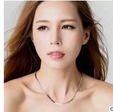 

New Fashion 925 silver necklace Unisex Flat snake Link Chain Lobster Clasp collares necklaces for women men gifts 2019