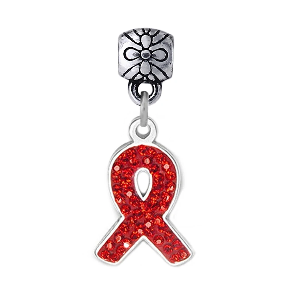 

Red Purple Orange Blue Green Crystal Raise Cancer Awareness Hiv Aids Ribbon Charms Disease Pendant Accessory