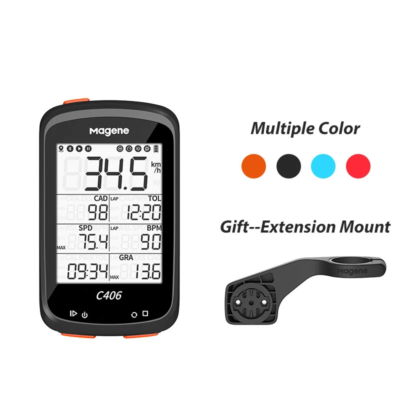 

Magene C406 Waterproof GPS Wireless Smart Mountain Road Bicycle Bike Computer Speedometer Monito Stopwatchring Cycling Data Map, Black