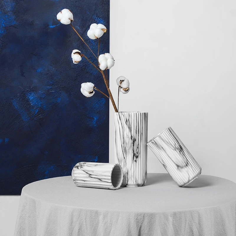 

2020 Modern Marble Style Home Decorative Plant Pot Table Ceramic Vase
