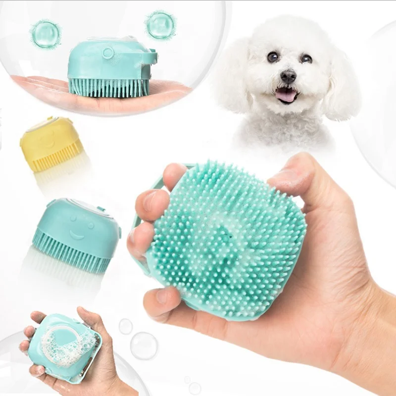 

Pet cat and dog bathing brush, bathing massage artifact rubbing bath soft silicone brush, cleaning hair silicone pet brush, Pink,yellow,blue