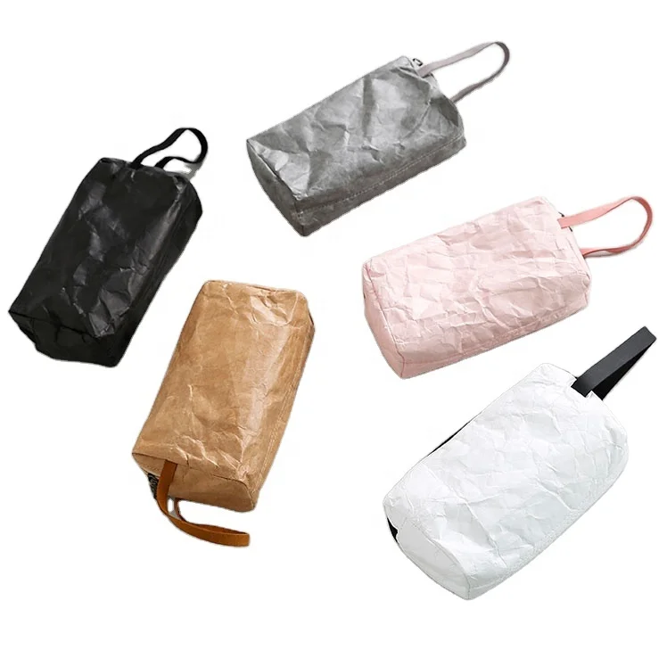 

Wrist strap hand holding zipper makeup bag tyvek small women's bag ultra light carry custom cosmetic bag, Many colors