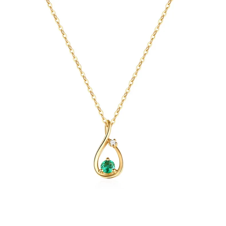 

Luxury wedding anniversary gift emerald solid 14K yellow gold infinity love pendant, Gold/white gold/rose gold
