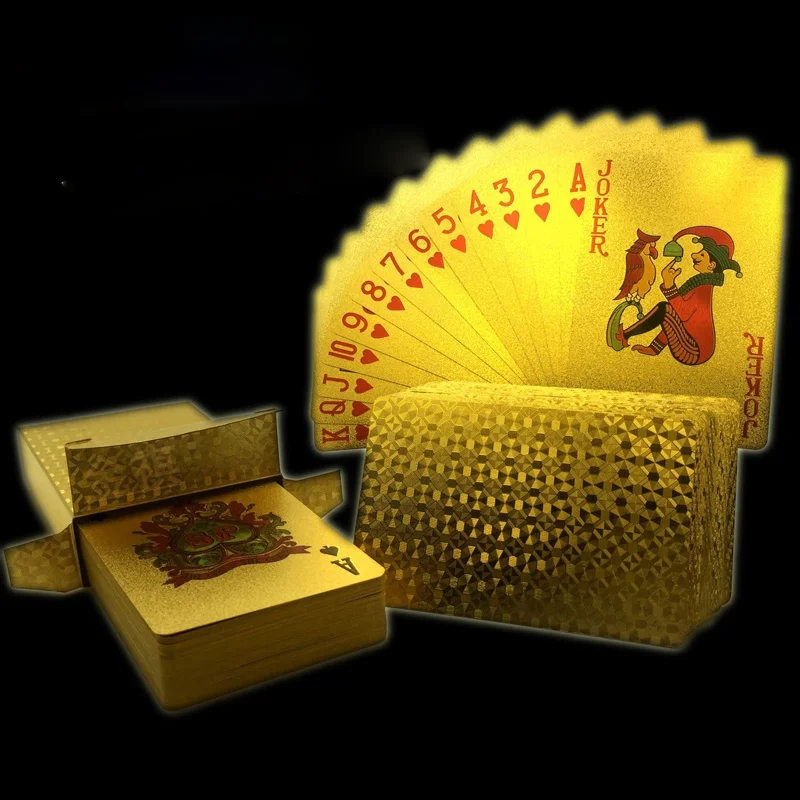 

High quality 24K plastic gold playing cards waterproof and durable PET gold foil set deck poker magic cards
