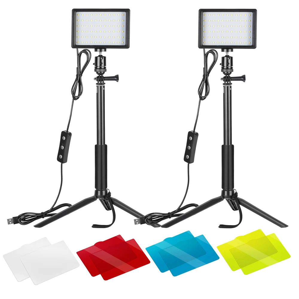 

Dimmable USB Photography LED Video Light with Adjustable Tripod Stand and Color Filters for Shooting studio Lighting Streaming