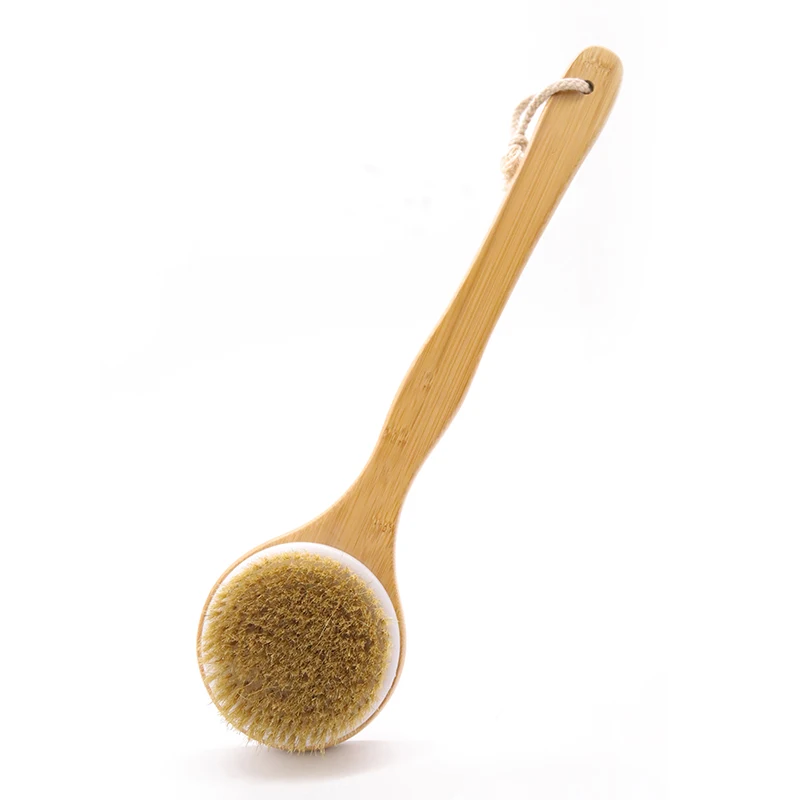 

Shower Body Exfoliating Brush with Upgrade Long Bamboo Handle Bath Back Cleaning Scrubber with natural boar bristles