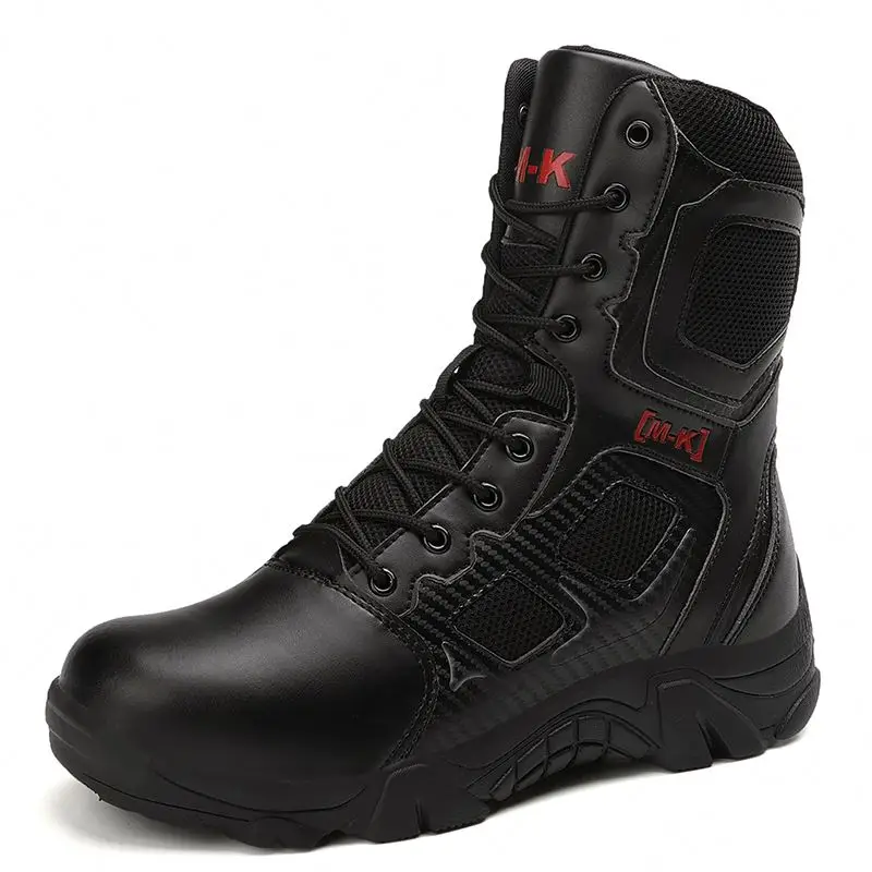 

Military tactical boots large size combat training shoes men boots, Black/toasted