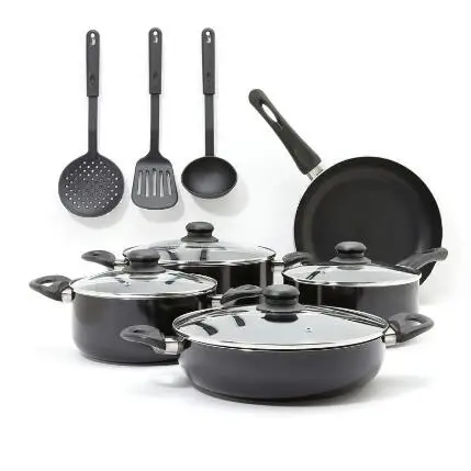 

disposal cookware set Pressed Aluminum Camp Cook Set Set With Kitchen Utensils Black