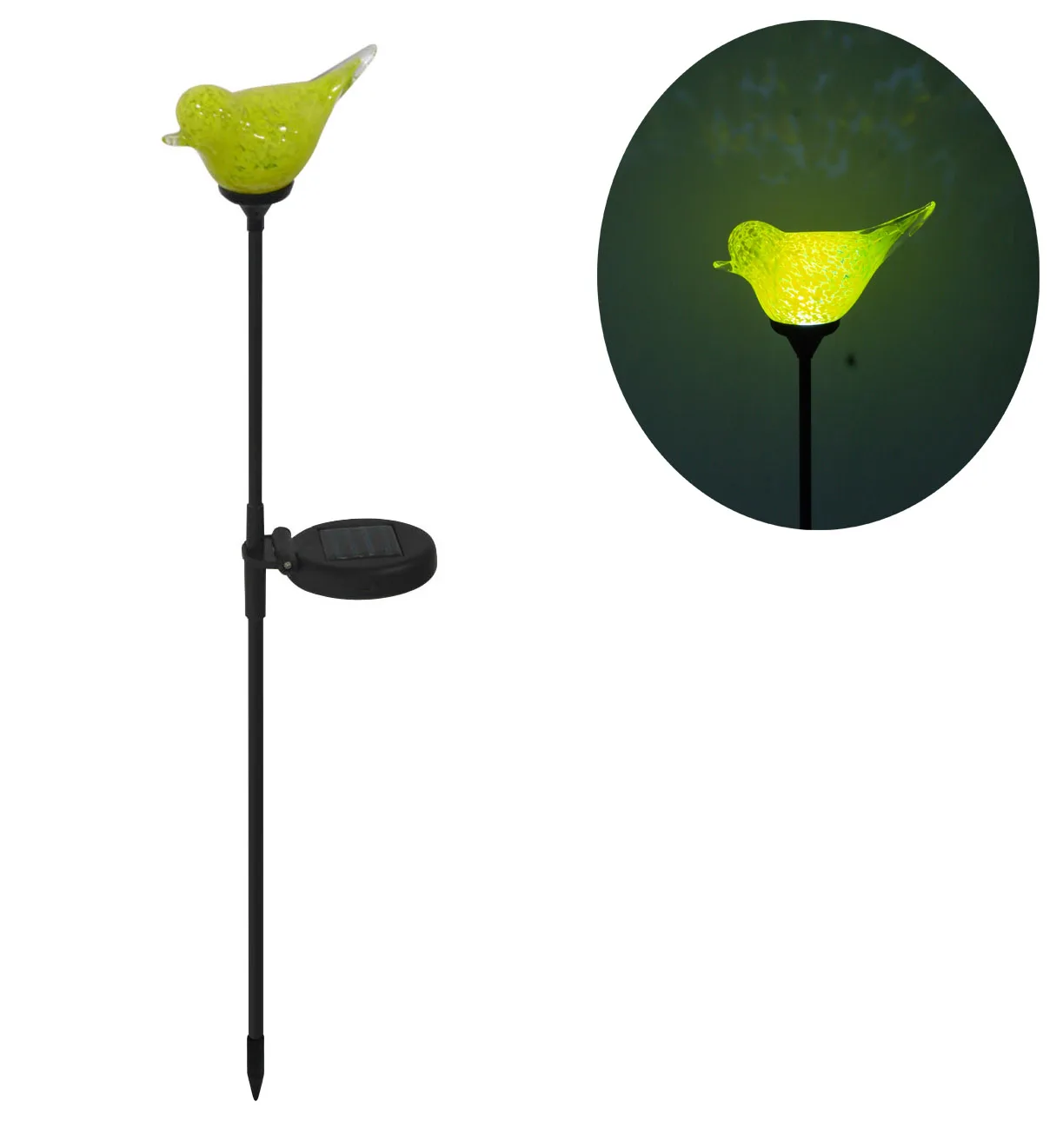 Glass Bird Beautiful Animal Shaped Solar Led Light Garden Stake Home