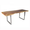 Home Furniture Stainless Steel Coffee table Rectangular Solid wood Dining Table In Foshan
