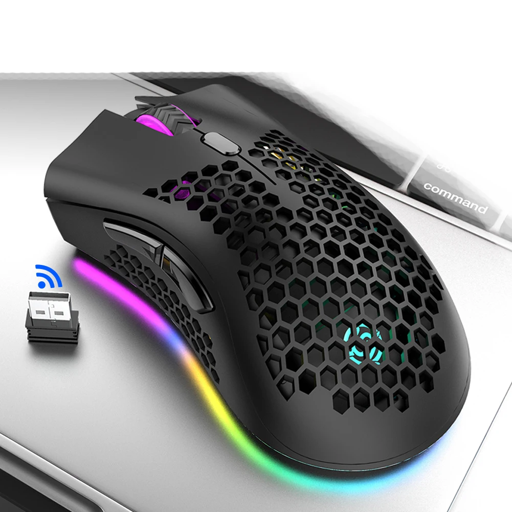 

Optical RGB gaming Mouse USB Rechargeable Hollow mice gamer Honeycomb 2.4GHz Wireless Mouse