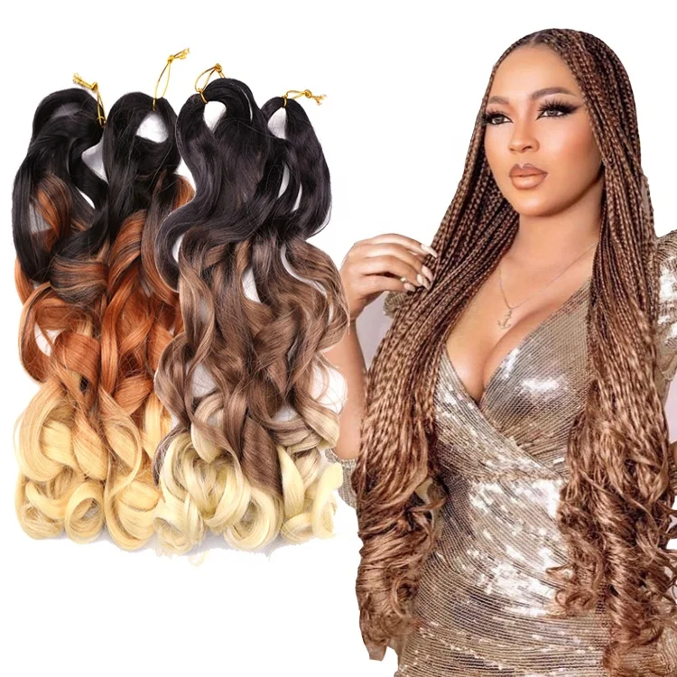 

22 Inch Loose Wave Crochet Hair Wavy Synthetic Braids Hair Extensions PreStretched Braiding Hair For Black Women Spral Curl