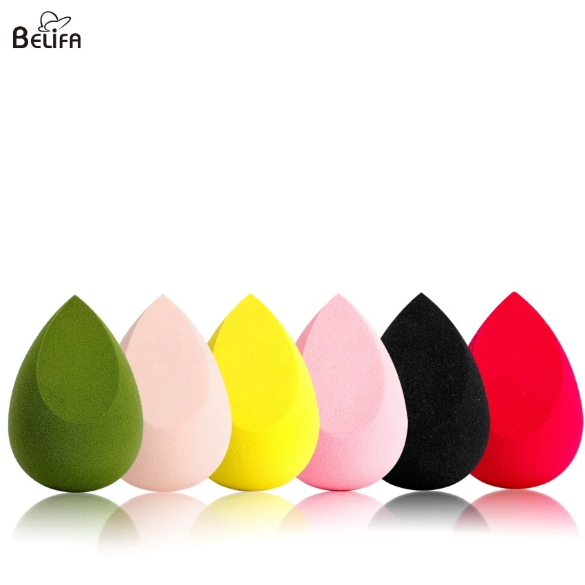

Belifa Custom Logo Make-up Skincare Microfiber Soft Lots Color Teardrop-Shaped Puff Makeup Tools Makeup Water Sponge Blender, Customized