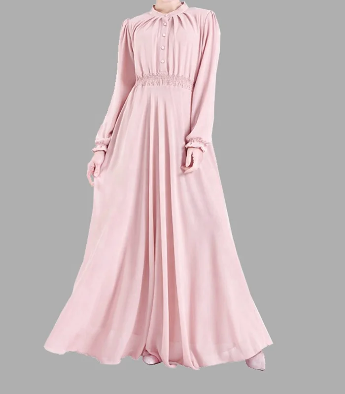 
Wholesale Long Sleeve Dark Blue Embroidered Ethnic Women Muslim Dress 