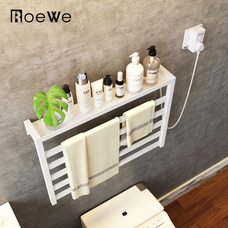 Stainless Steel Electrothermal Towel Rack With Shelf Bathroom Wall Hang