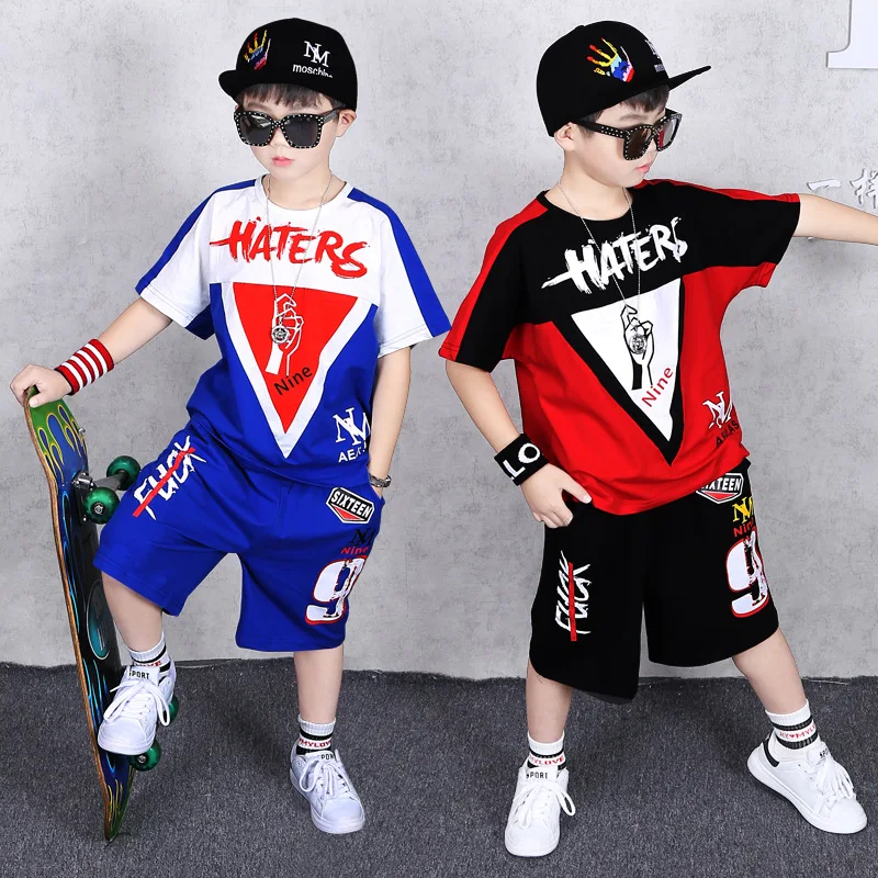 

Hot sale boys short-sleeved suit summer new children's sportswear medium and small children's handsome sportswear two-piece suit