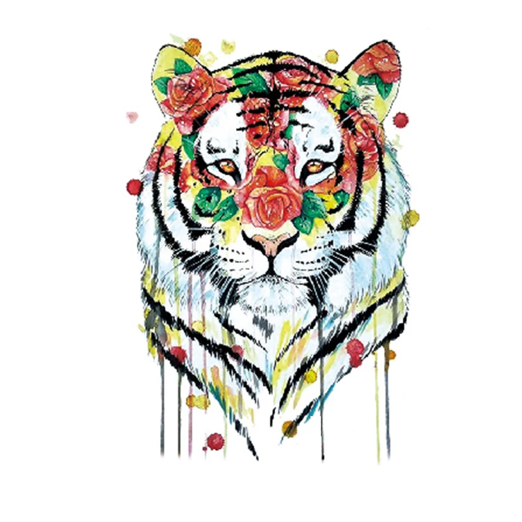 

Sexy Tiger Flower Ladies Men Children Boys Realistic Waterproof Temporary Tattoo Stickers, Cmyk