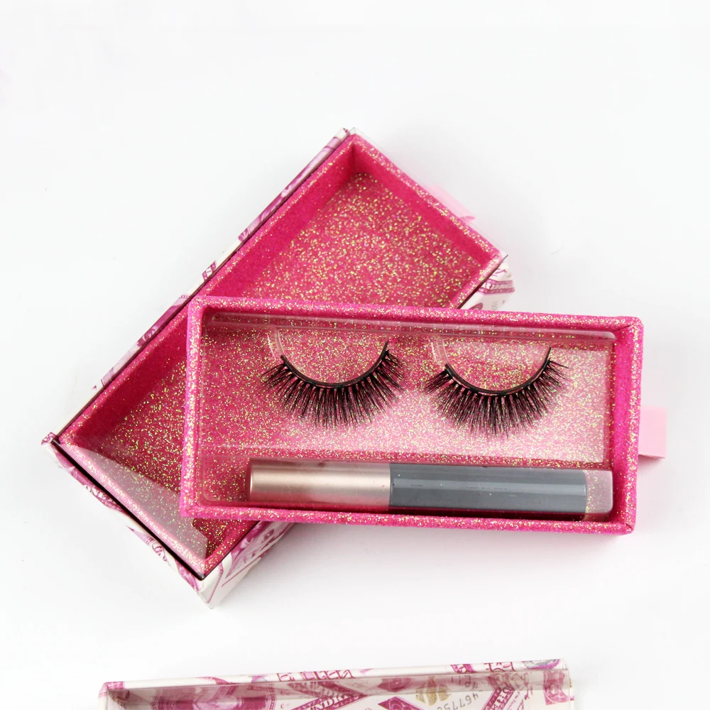 

wholesale magnetic eyelashes private label magnetic eyelashes with eyeliner magnetic eyelash packaging box, Natural black