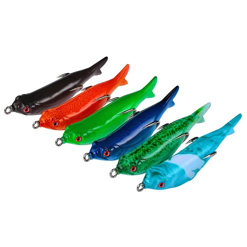 

6Colors 10cm/14g Artificial Thunder Frog Rubber Soft Bait 3D Simulation Eyes Floating Bionic Bait Anti-corrosion With Hook