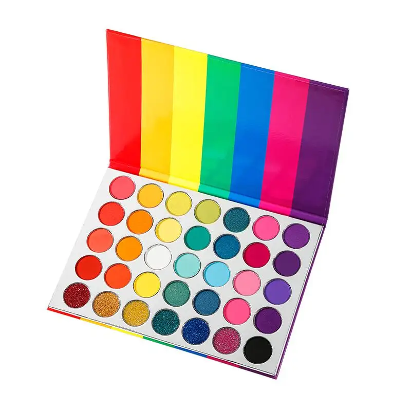

2021 wholesale eyeshadow palllate custom makeup set rainbow eyeshadow palette private label for afro customers and water resista
