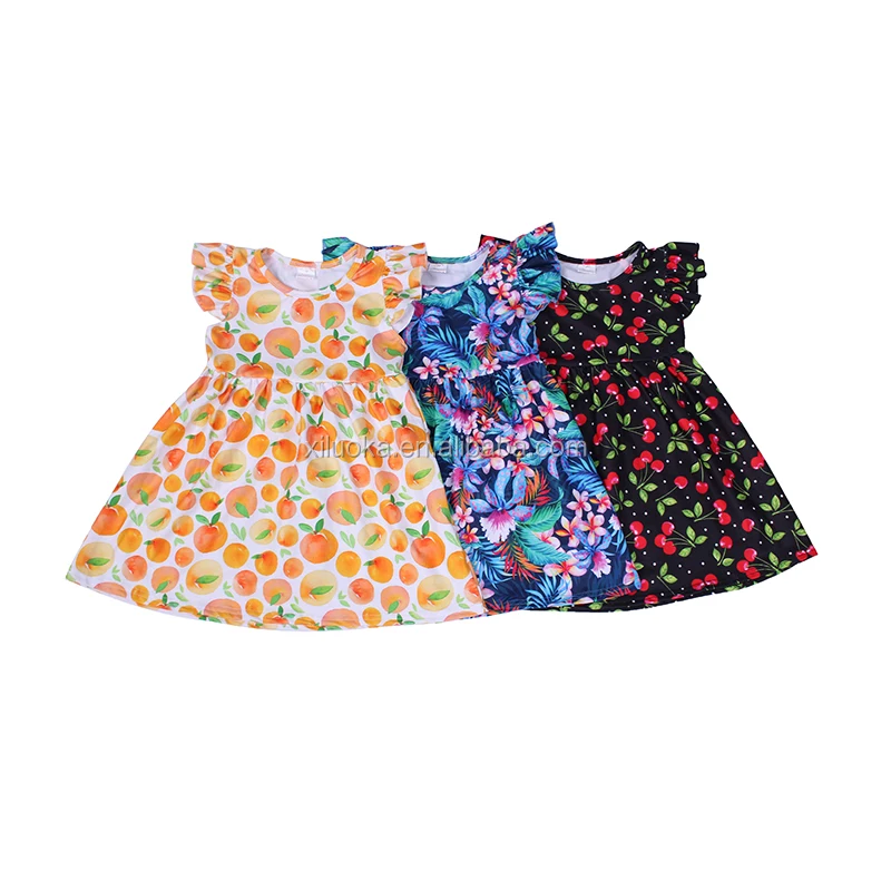 

Latest Design Summer Cute Kids Clothing Flutter Sleeve Milk Silk Children Boutique Dress, Picture