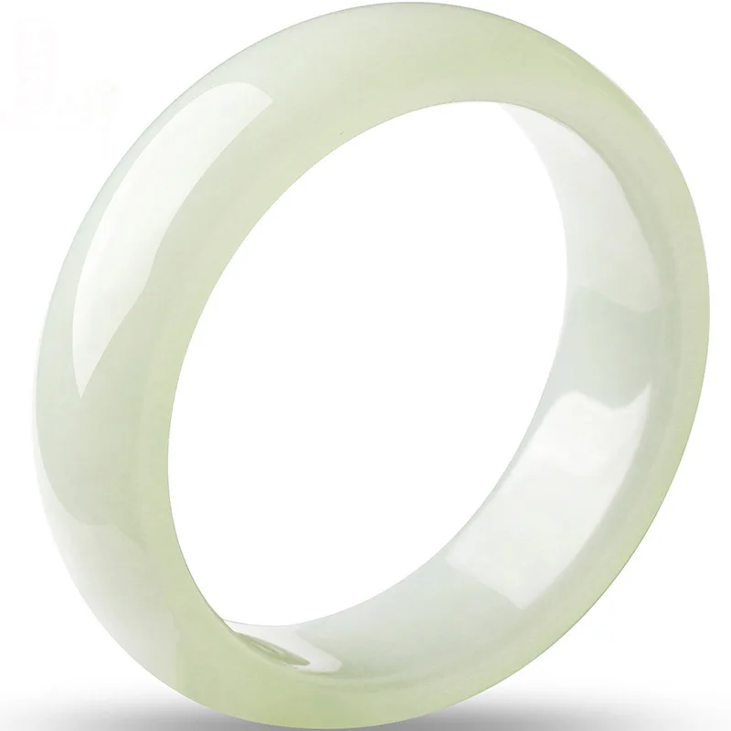 

Sheep fat Hetian white jade bangles female jade bangles natural genuine wide version white jade bangles 52-64mm