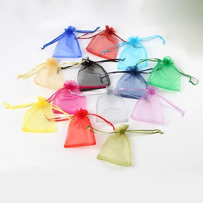 

Jewelry mesh bag customize logo organza gift drawstring bag, Natural