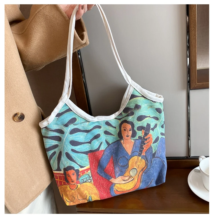

Bolsas De Tela Wholesale Matisse Painting Print Cotton Canvas Shopping Tote Bag Handbag