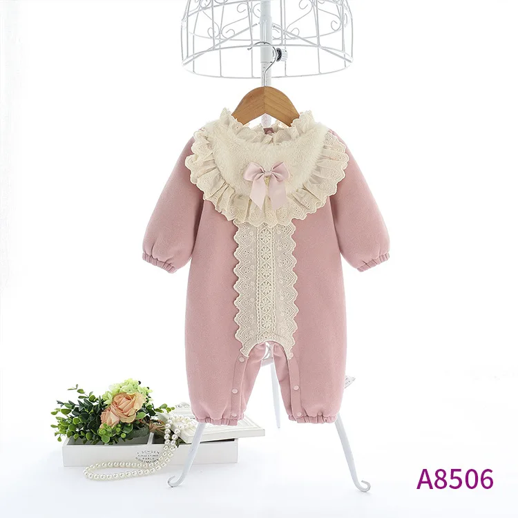 

new born baby girls rompers lace vintage fur ruffles kids outfit children clothes boutiques fashion casual cotton