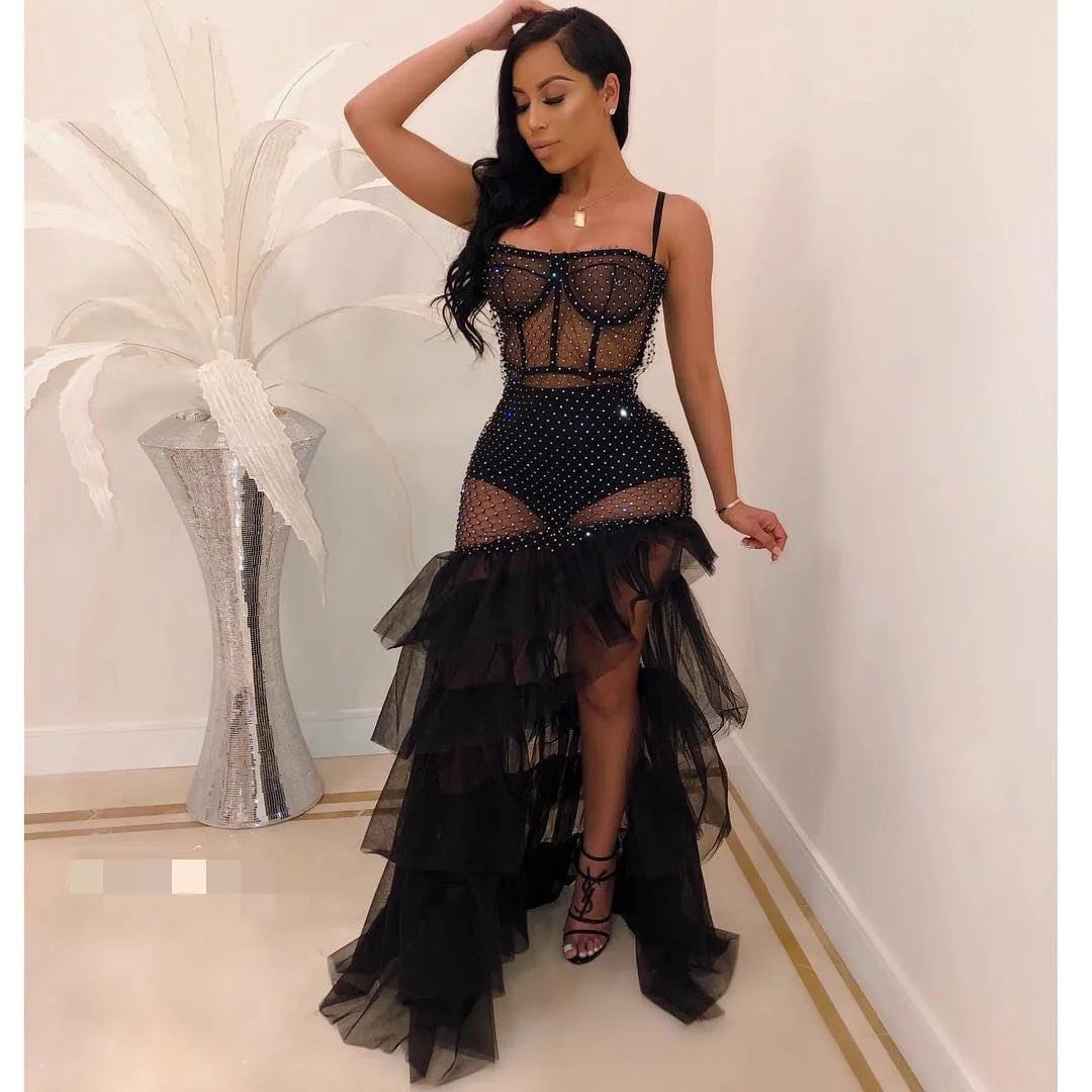 

The latest sexy clothes Mesh transparent dress Long skirt with sling