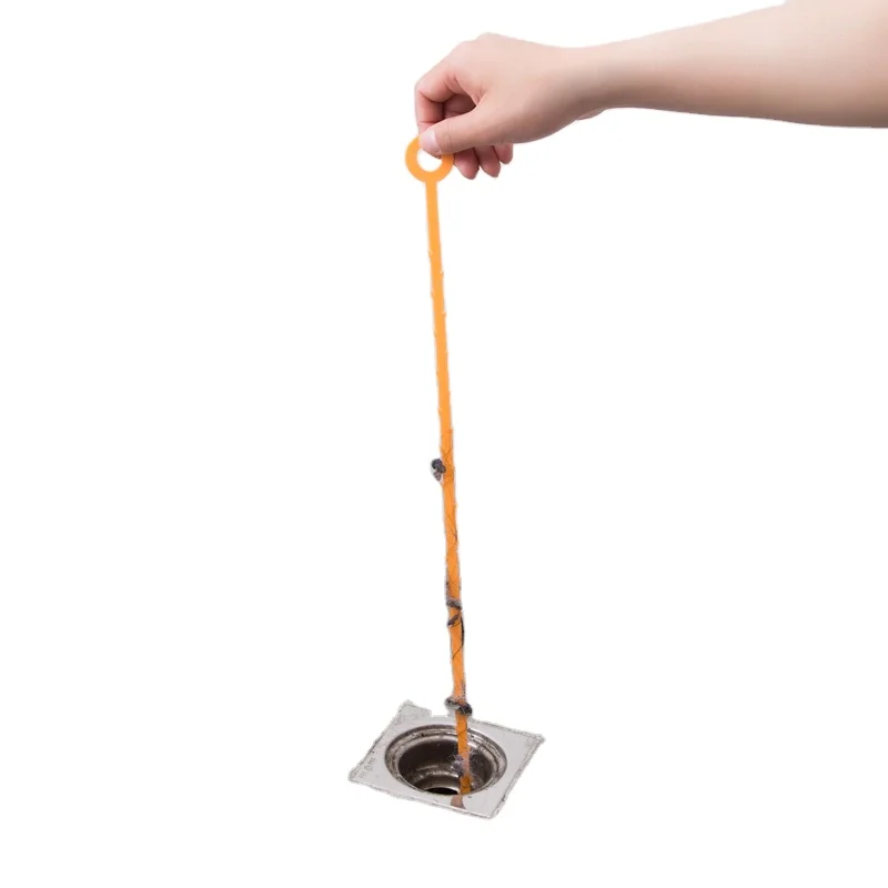 

Sewer Hair Hair Cleaner Toilet Clogged Cleaning Hook Kitchen Plumbing Hook, Orange