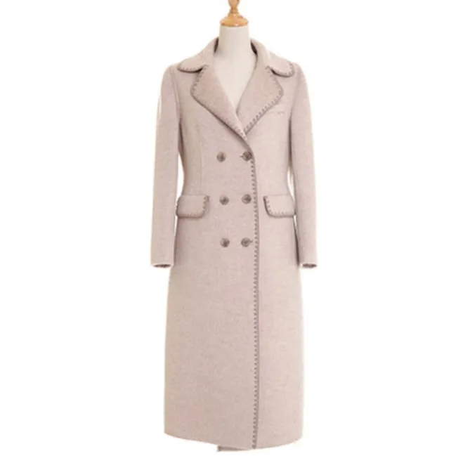 

winter women wool coat high quality woolen double breasted long wool coat