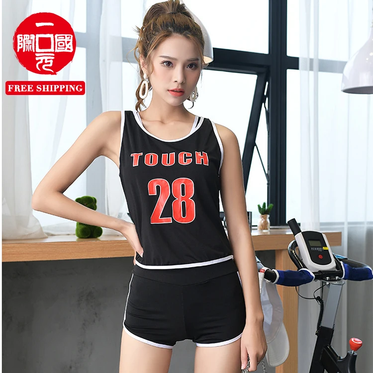 

Sporty three-piece split female swimwear conservative boxer bikini