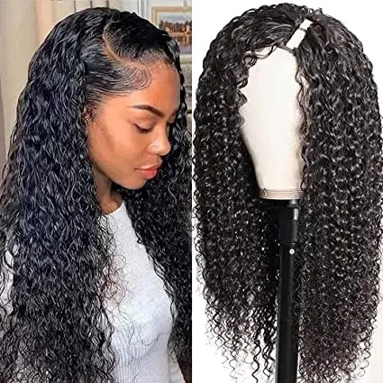 

Water Wave U Part Human Hair Wigs for Women, None Lace Front Wigs 150% U Shape Brazilian Virgin Unprocessed Hair Wet and wavy .