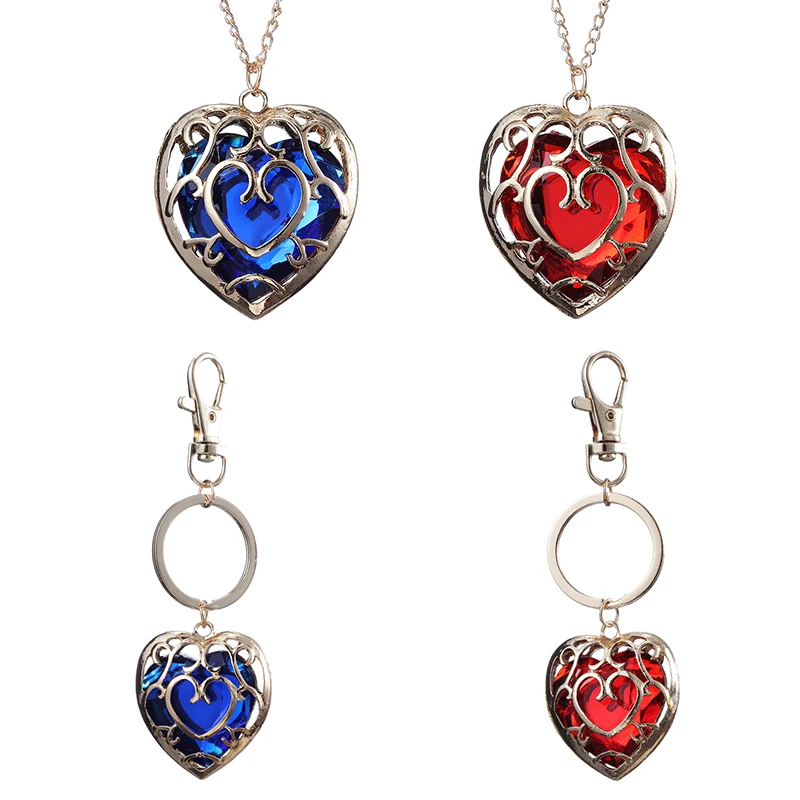 

Fashion Jewelry Legend of Zelda Necklace Blue Red Heart Pendant Lovers Couple Necklace Women Men Gift