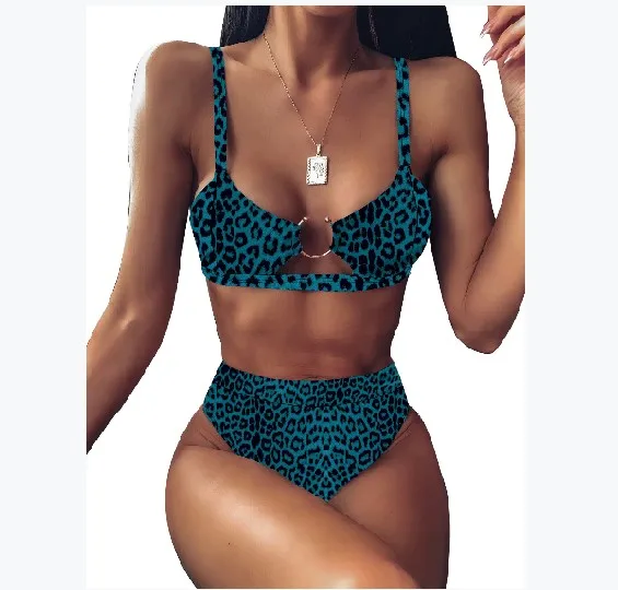 

D1550-2021 Ladies Split Swimsuit Leopard Print Bikini New Swimwear
