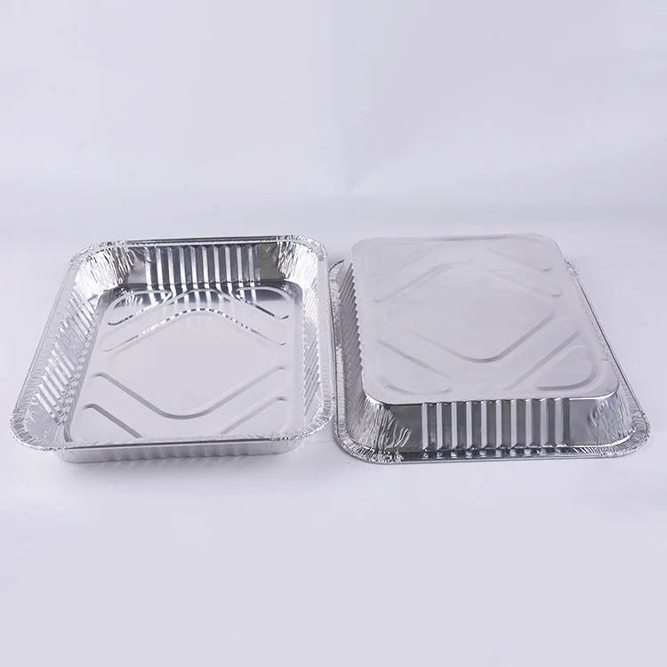 Buy Custom Printing Logo Disposable Rectangular Aluminum Foil Food Takeaway  Container With Paper Lid from Guangzhou Tia Trade Co., Ltd., China