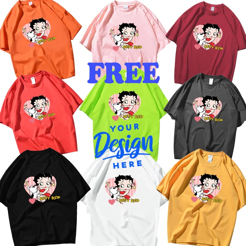 

Free Custom Unisex T-Shirts Plus Size 5Xl Betty Boop Print Lady Clothing Ladies Tops Womens Graphic Female Tee Girls T-Shirt, Customized