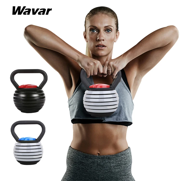 

Wavar Wholesale kettlebel grip High Quality 20LB Adjustable Kettlebell For Fitness Weight Lifting, Black/white