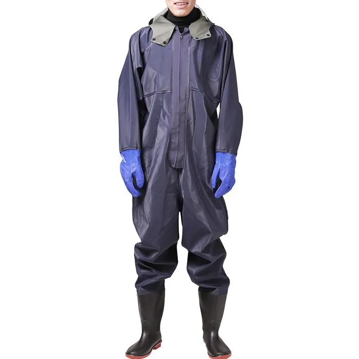 

coverall chest wader rain pants water waterproof clothes water shoes coverall water pants men catch fish all over, Grey/black
