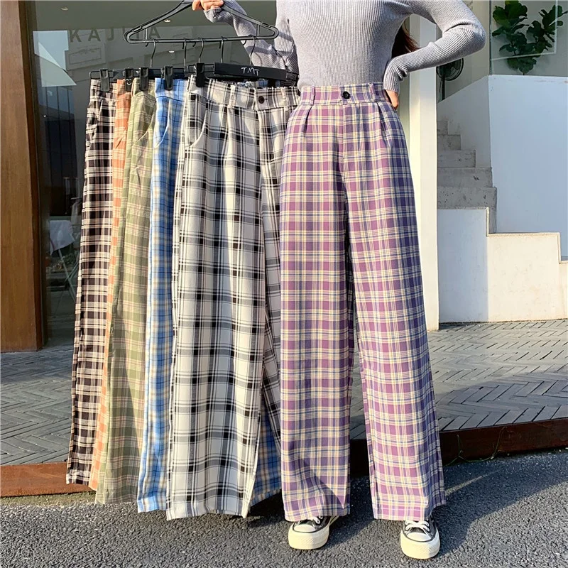 

2021 New Arrivals Women'S Trousers 2020 Summer Plaid Casual Pants Harem Women'S Plus Size Fat Mm Drape Mopping Pant Trousers