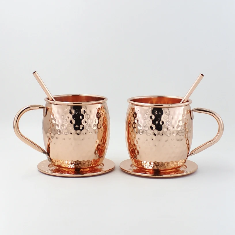 

Custom Coffee Barrel Moscow Mule Mug with Handle Hammered Copper 6pcs Set Hot Selling 20oz Stainless Steel Mug Cup Mugs CLASSIC, Customized color