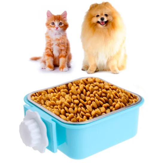 

Crate Dog Bowl Removable Stainless Steel Coop Cup Hanging Pet Cage Bowl Large Water Food Feeder for Dogs Cats Rabbits, Green, pink, blue